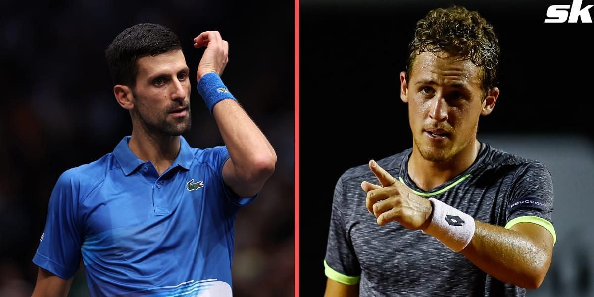Roberto Carballes Baena [R] believes he can put up a good fight against Novak Djokovic