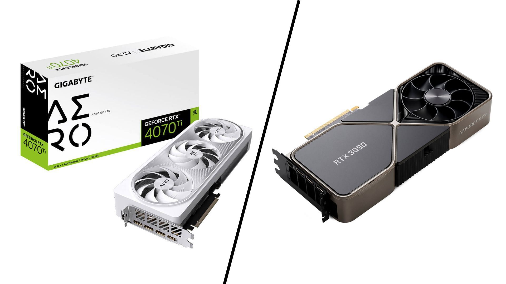 The Gigabyte RTX 4070 Ti Aero and the RTX 3090 FE (Image via Sportskeeda)