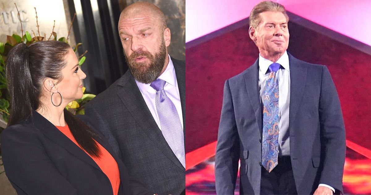 Stephanie McMahon, Triple H, and Vince McMahon.