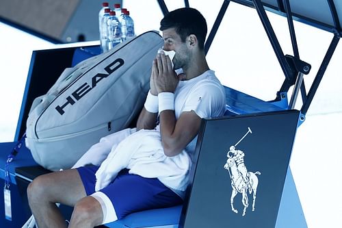 Novak Djokovic during a practice session in Melbourne