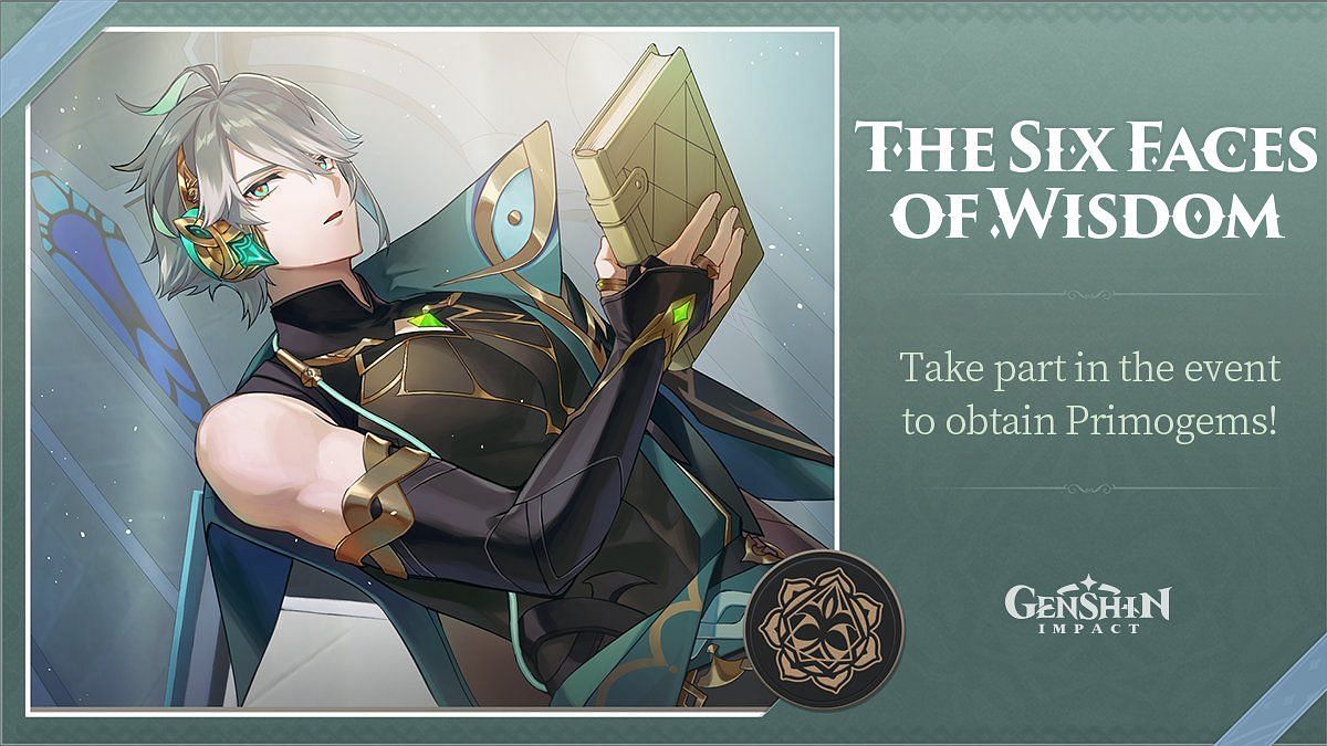 Win 40 Primogems in Genshin Impact web event &quot;The Six Faces of Wisdom&quot; (Image via HoYoverse)