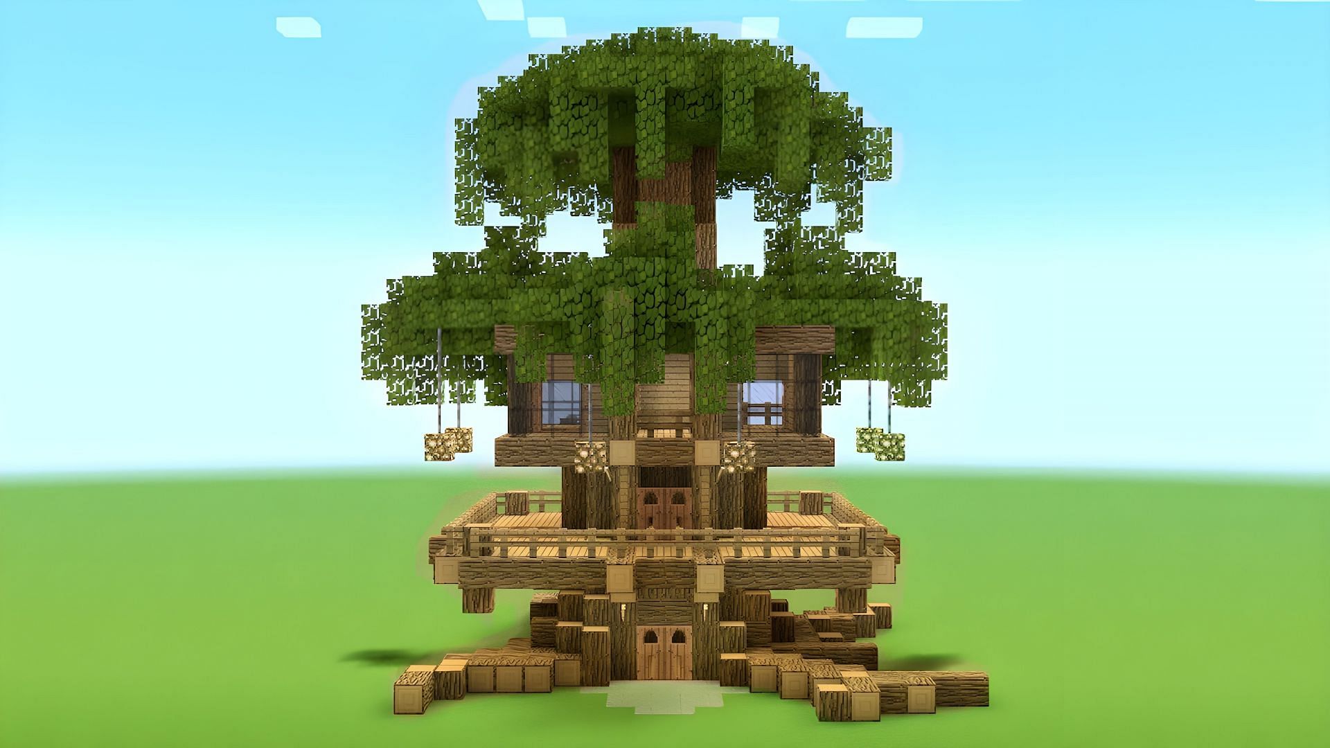 Minecraft treehouse builds are typically quite magnificent (Image via Youtube/Shock Frost)