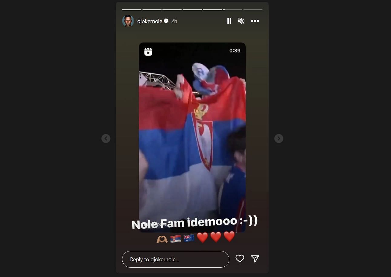 Novak Djokovic via Instagram stories.