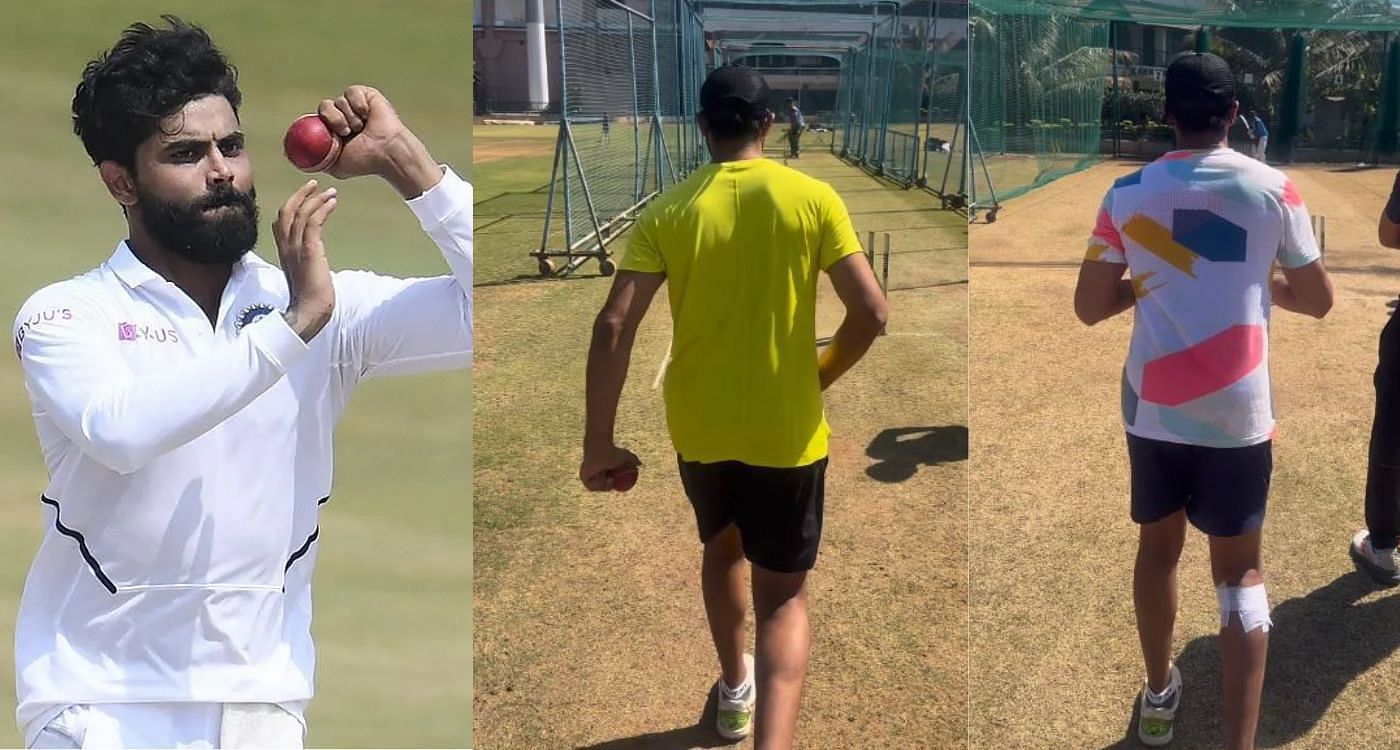 रविंद्र जडेजा नेट्स में गेंदबाजी करते हुए 