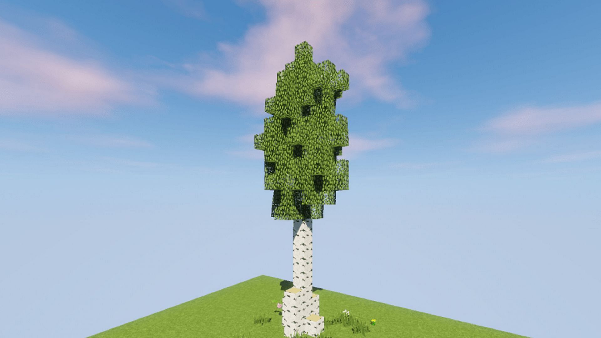 This birch tree has a very basic trunk build (Image via NyanCats911/Minecraft Schematics)