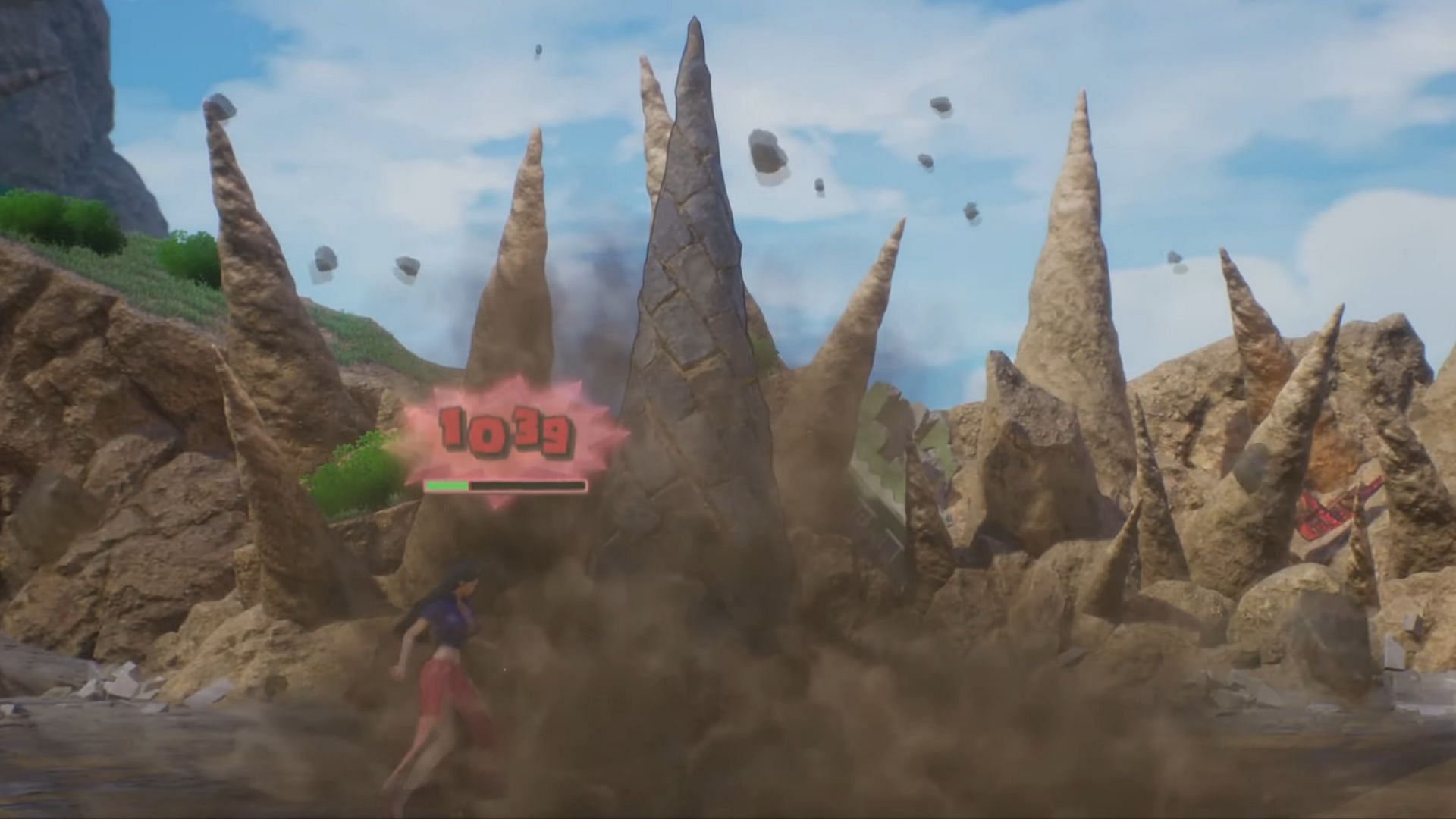 Rock spikes are also enemies in the battle (Image via Bandai Namco)