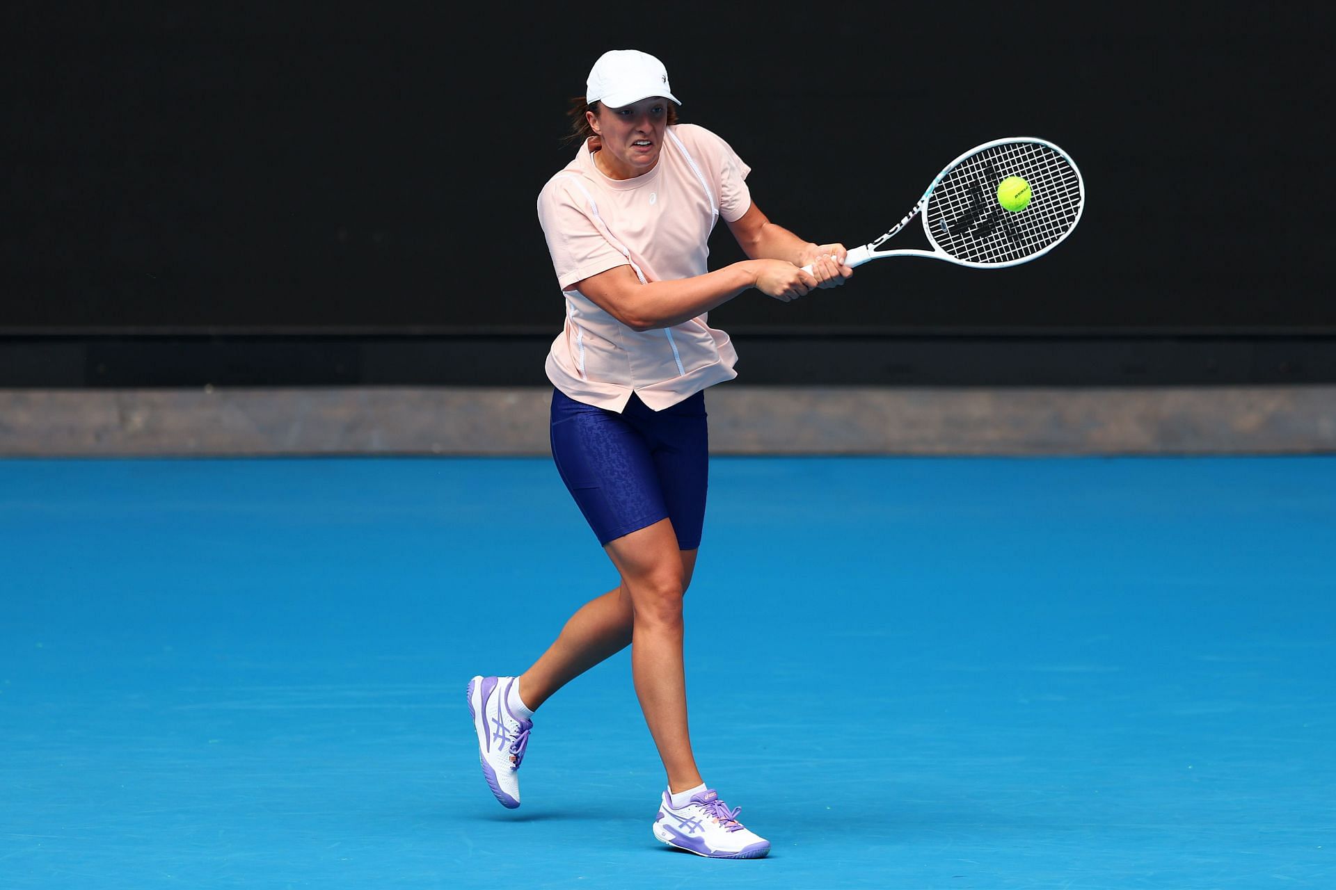 Iga Swiatek during a training session ahead of the 2023 Australian Open.