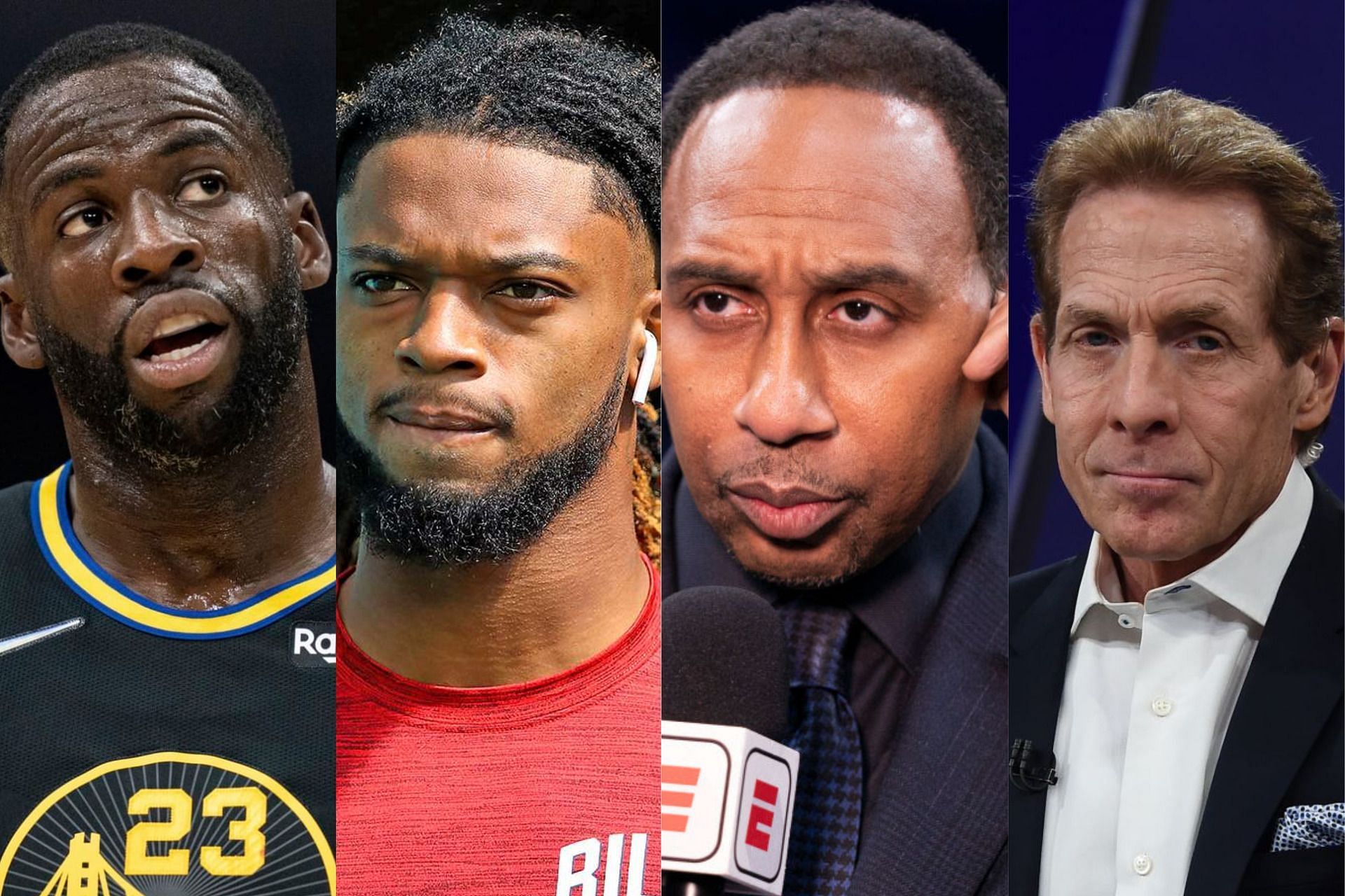 Draymond Green, Damar Hamlin, Stephen A Smith and Skip Bayless