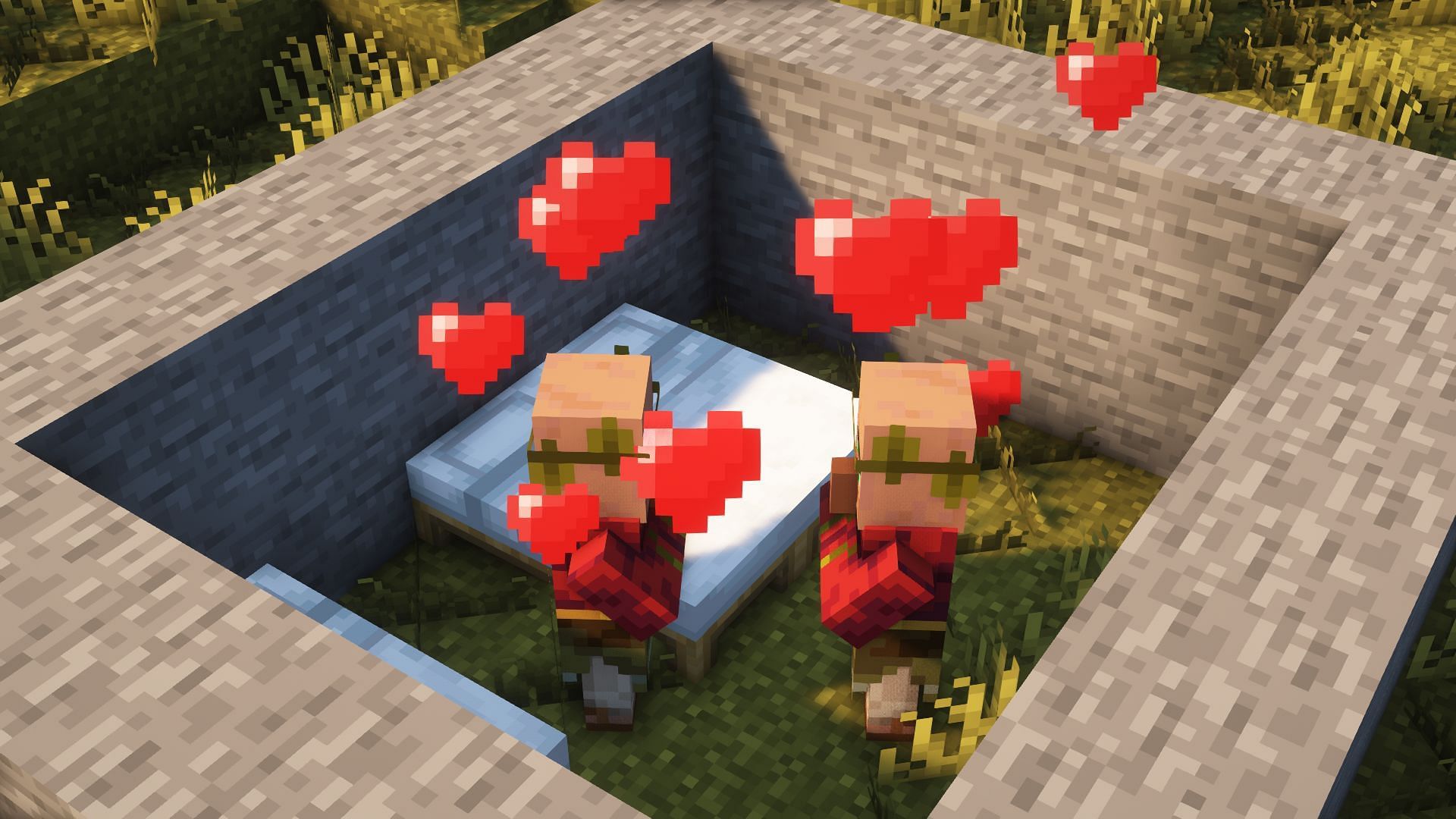  Breeding villagers in Minecraft (Image via Mojang)