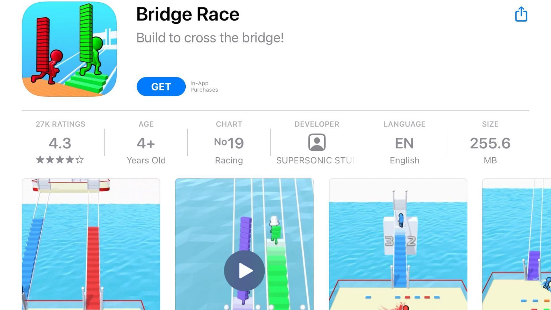 Bridge Race garnered 107 million downloads in 2022 (Image via App Store)