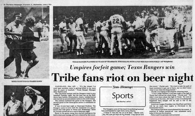 On This Date in 1974, Cleveland's Ten Cent Beer Night Went