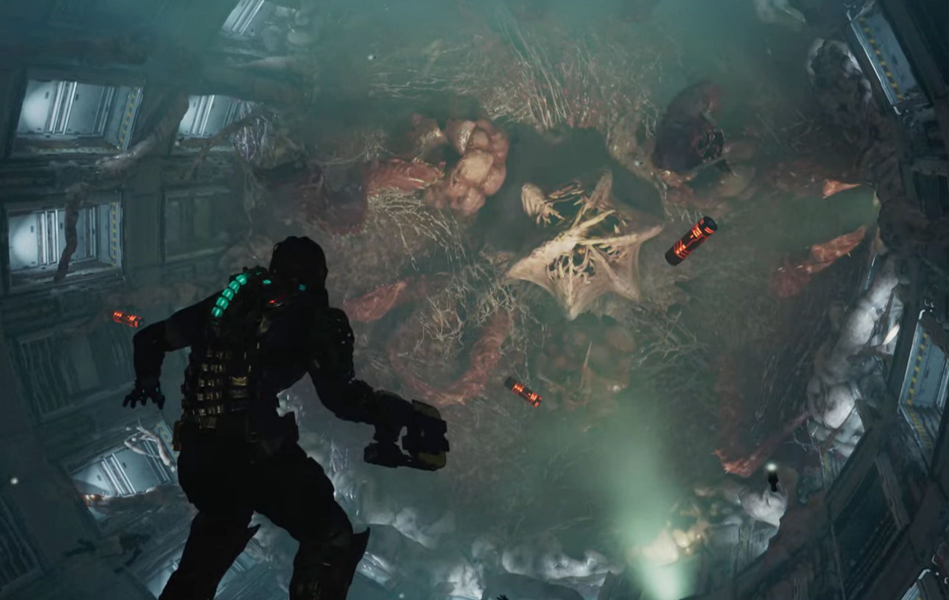 The Leviathan Remnant is a boss who appears in both the remake and the original Dead Space title (Image via Guides Gamepressure/ You Tube)