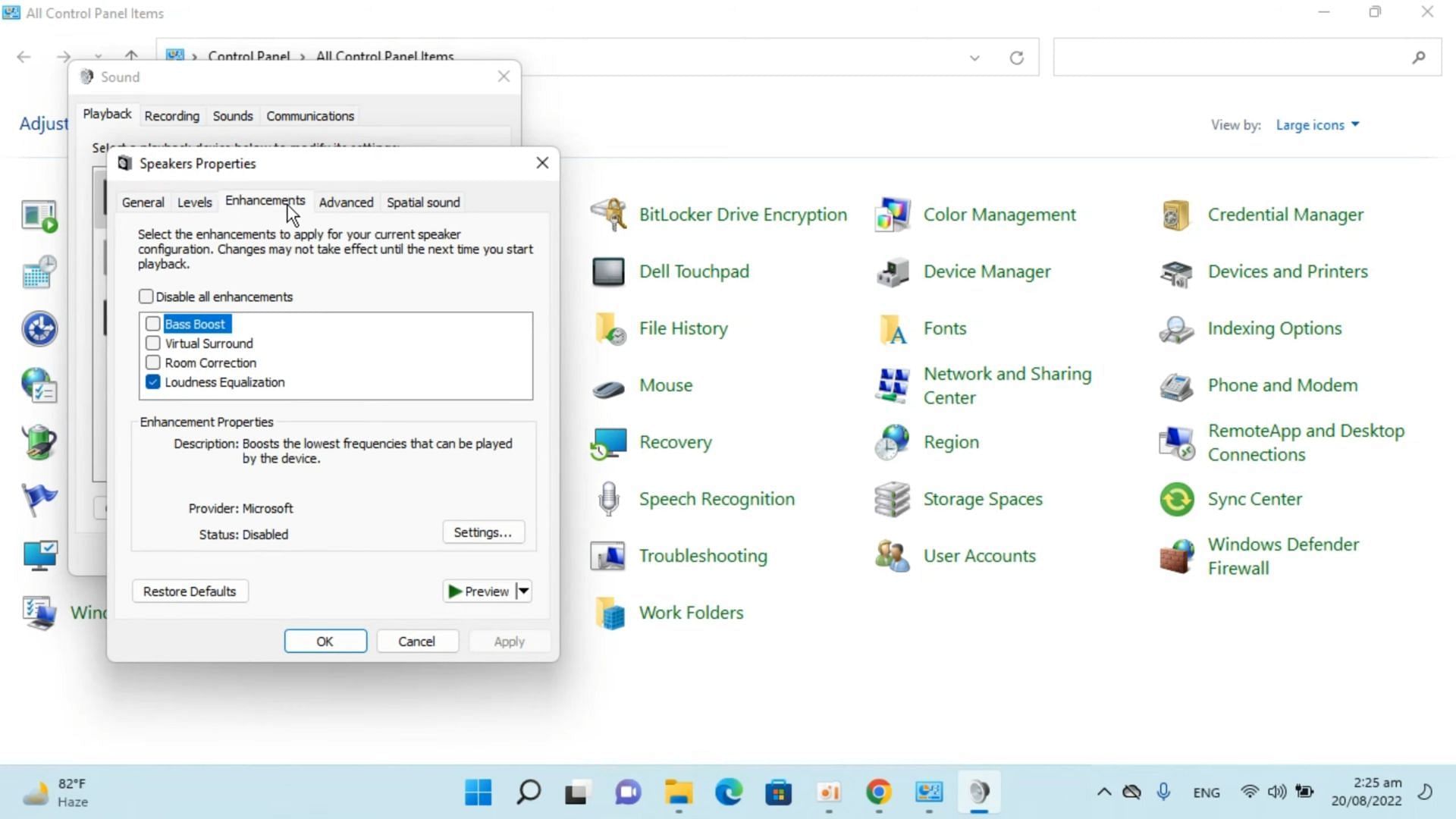 Enabling Loudness Equalization in Windows 11 (Image via @Processing Brains on YouTube)