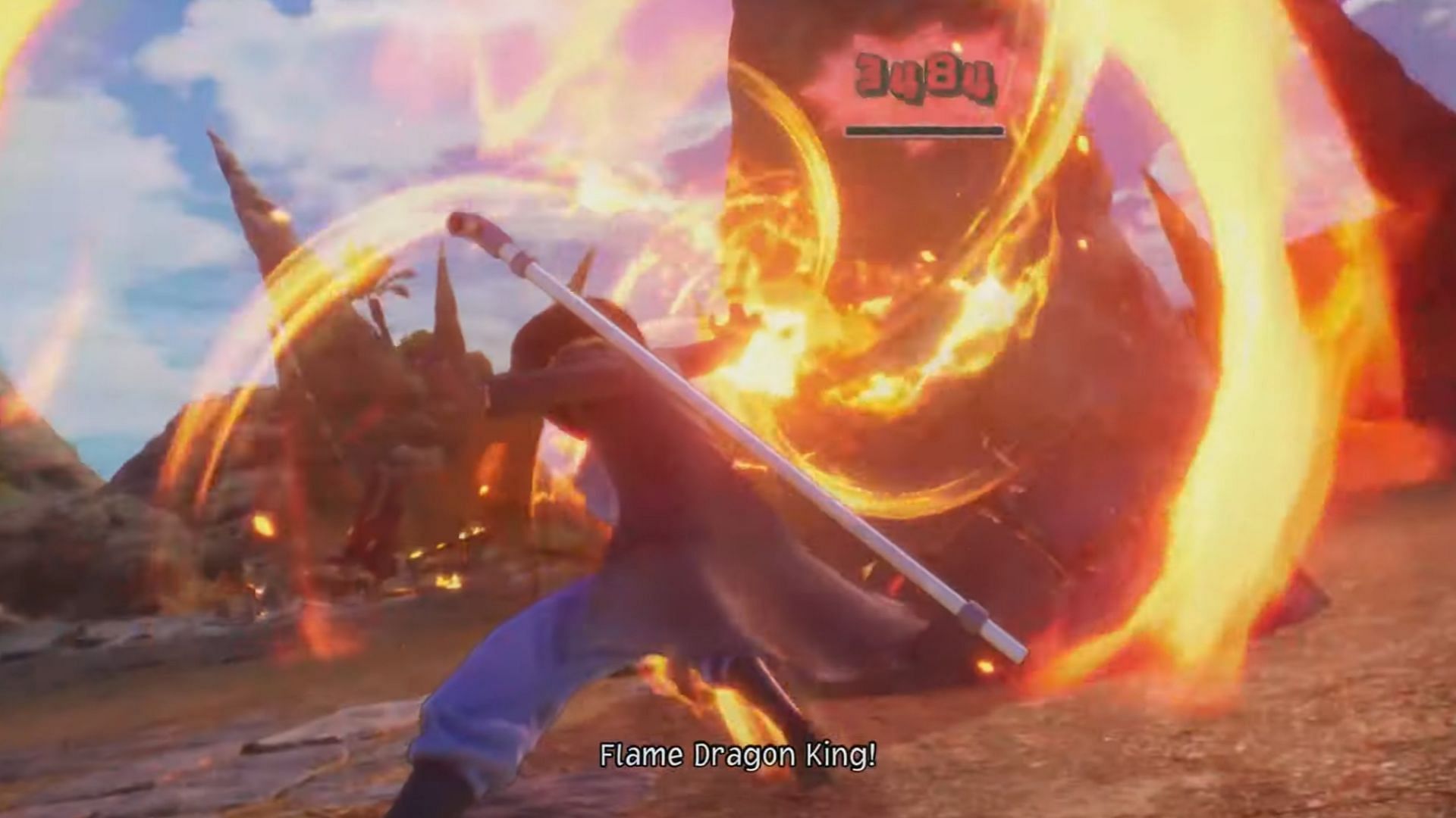 Sabo&#039;s Flame Dragon King attack (Image via Bandai Namco)