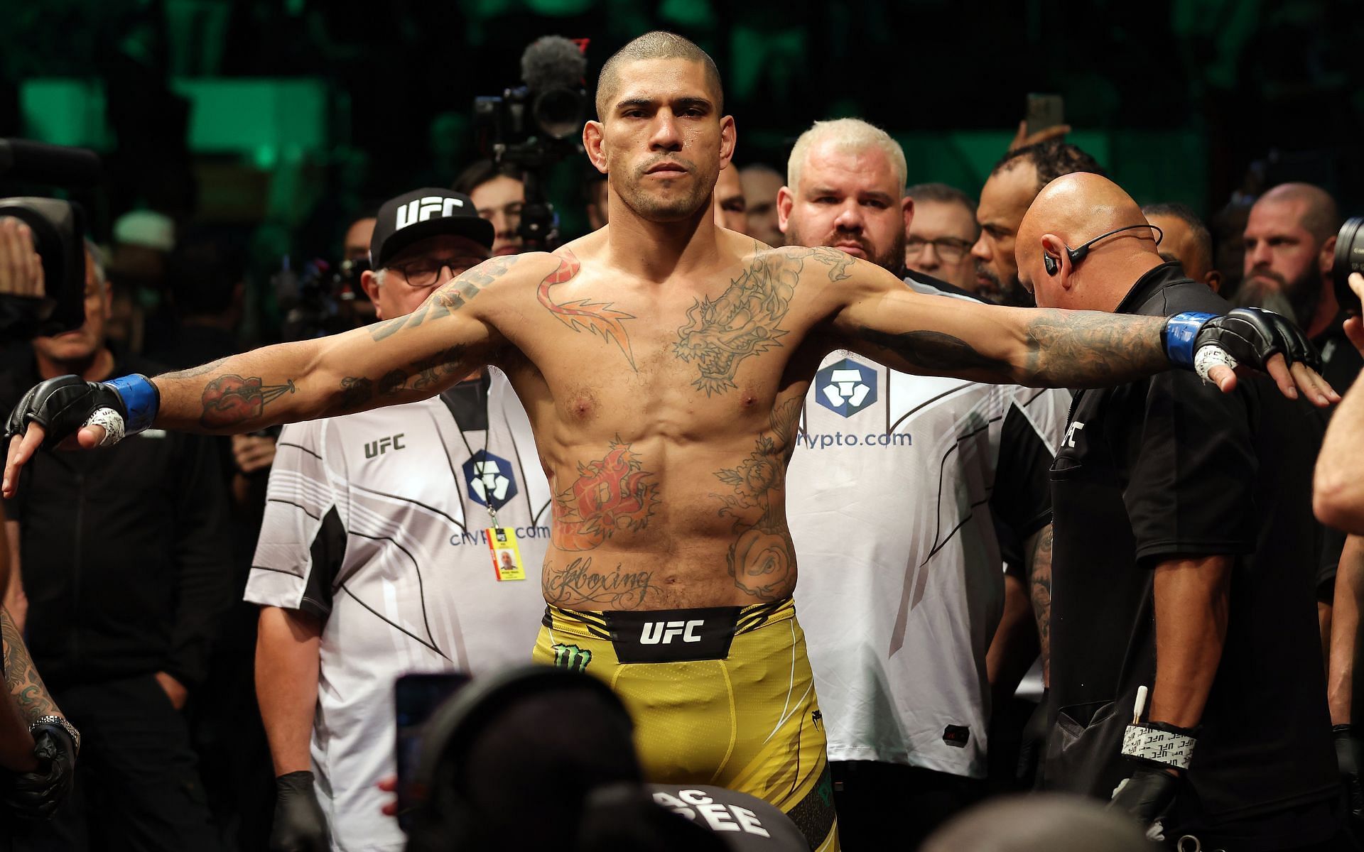 Alex Pereira prepares to enter the octagon prior to his UFC 281 fight against Israel Adesanya