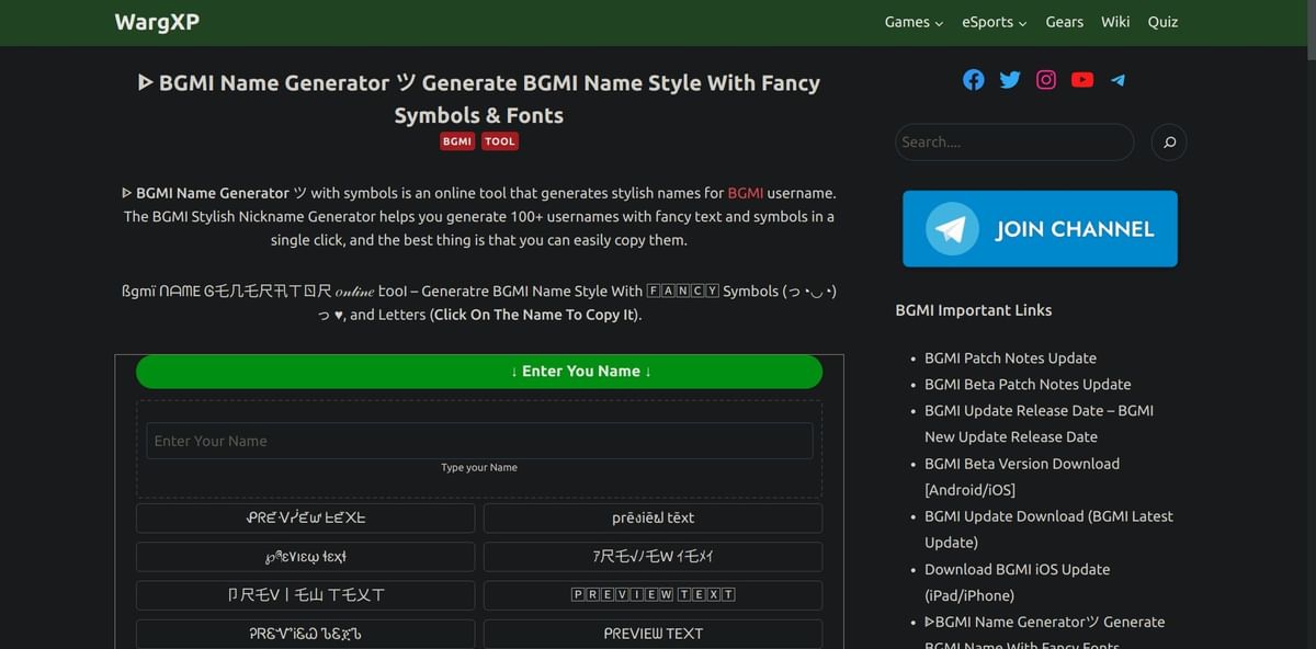 BGMI name generator How to create nicknames with symbols