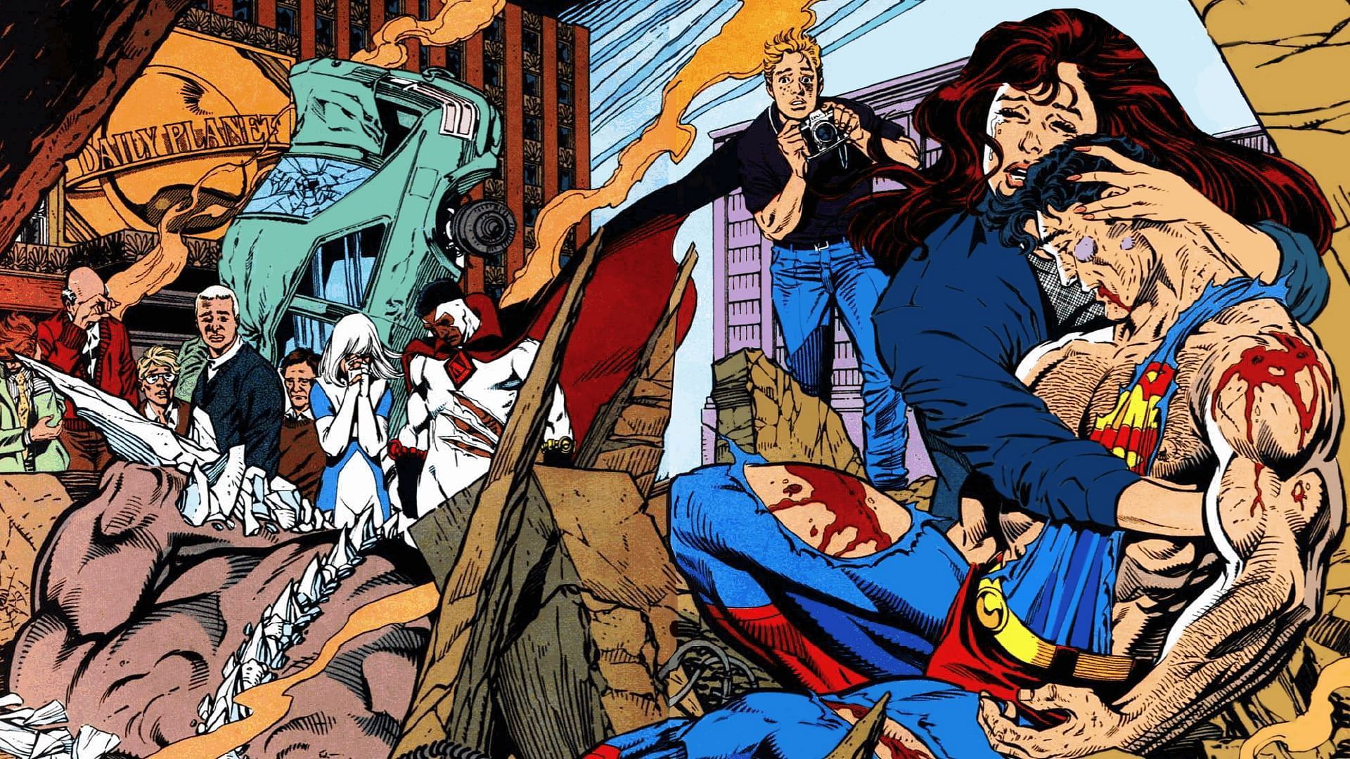 Clark Kent dies in the arms of Lois Lane (Image via DC Comics)