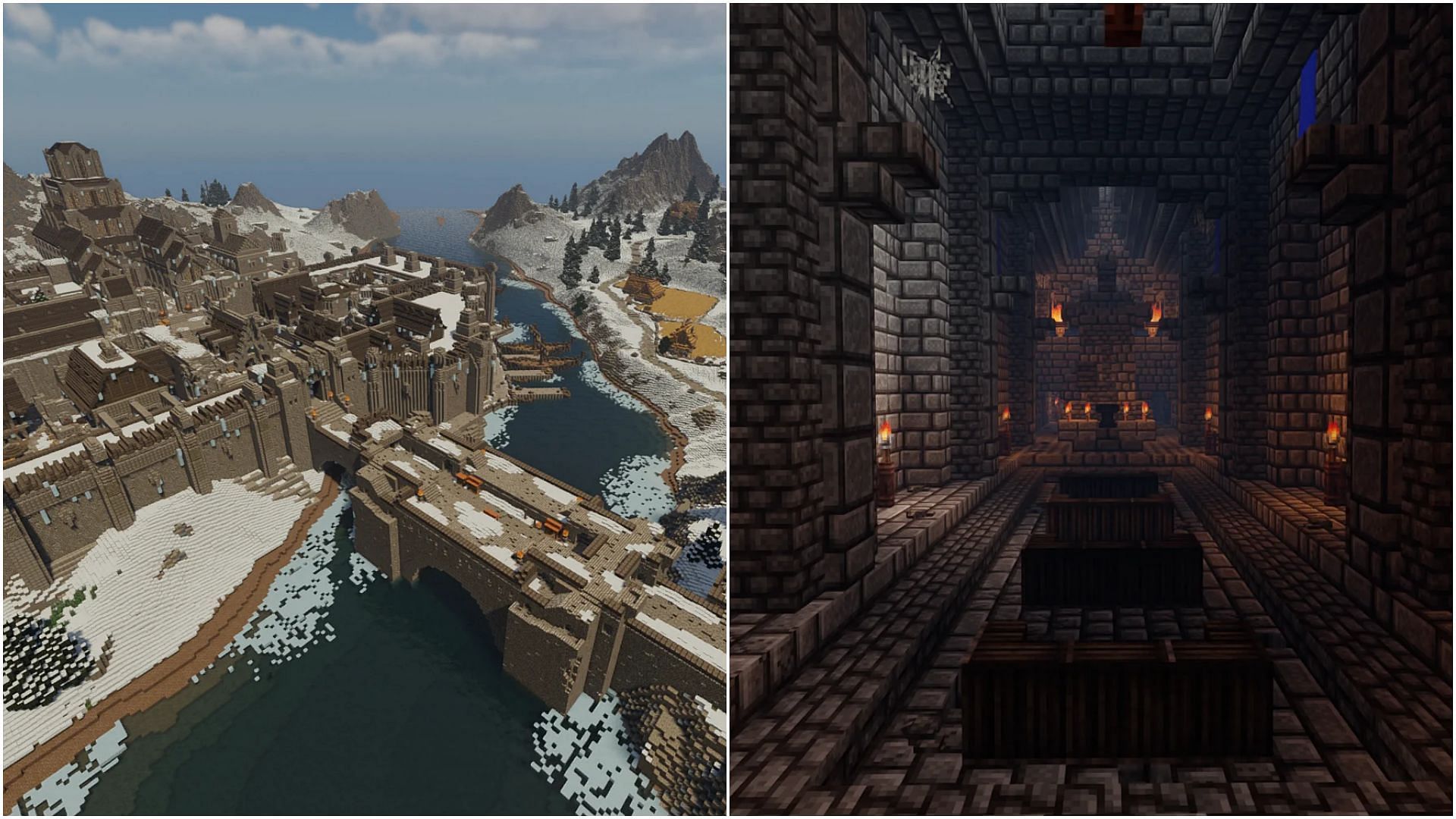 Redditor created the massive Windhelm city from Skyrim in Minecraft (Image via Reddit/u/fonta59) 