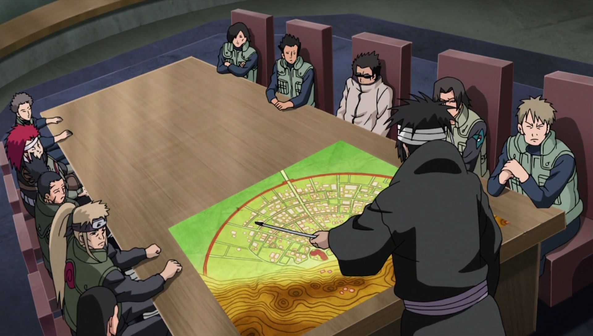 Several members of the prominent clans in Konoha gathered together (Image via Pierrot Studios)