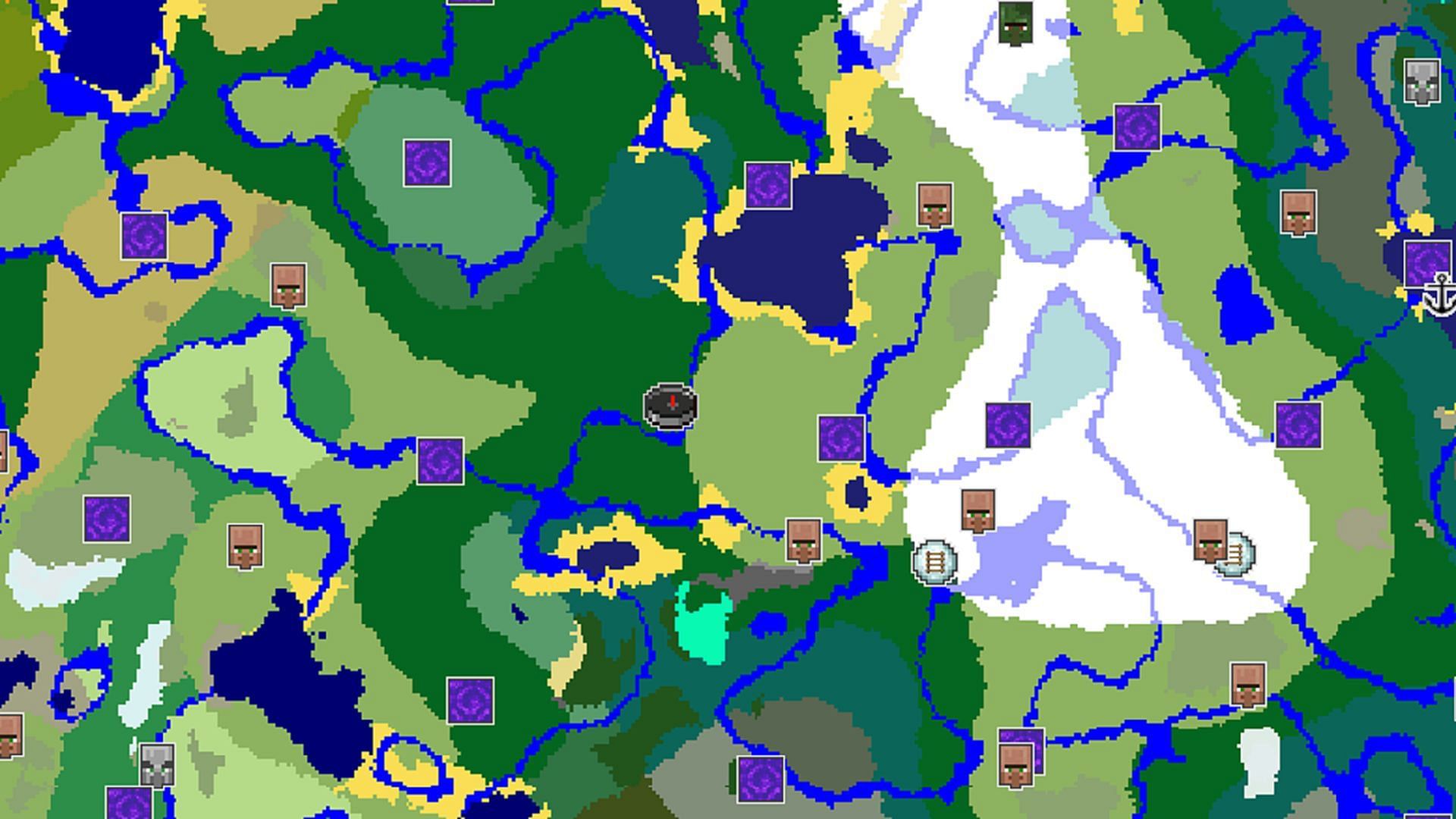 A sizable variety of villages await players in this seed (Image via Chunkbase)