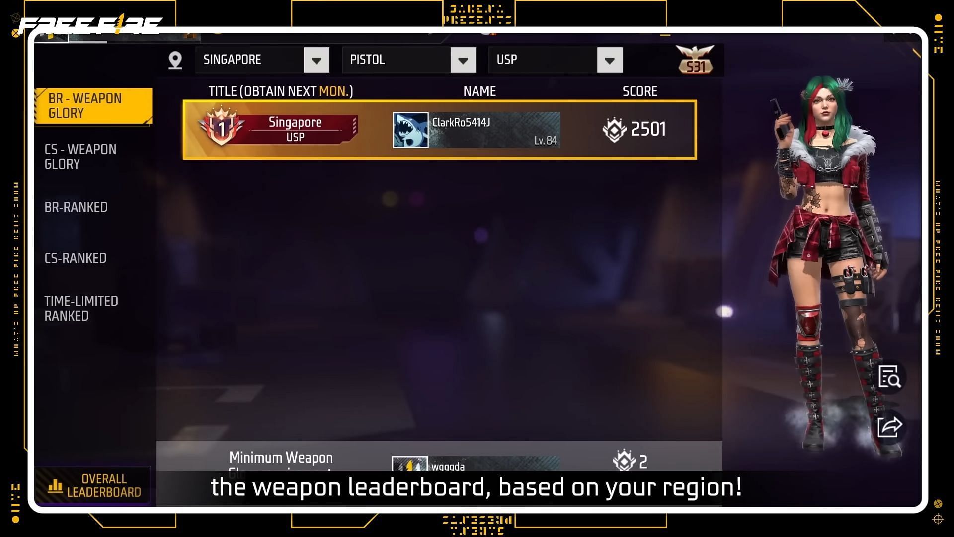 Weapon leaderboard will make the game more competitive (Image via Garena)