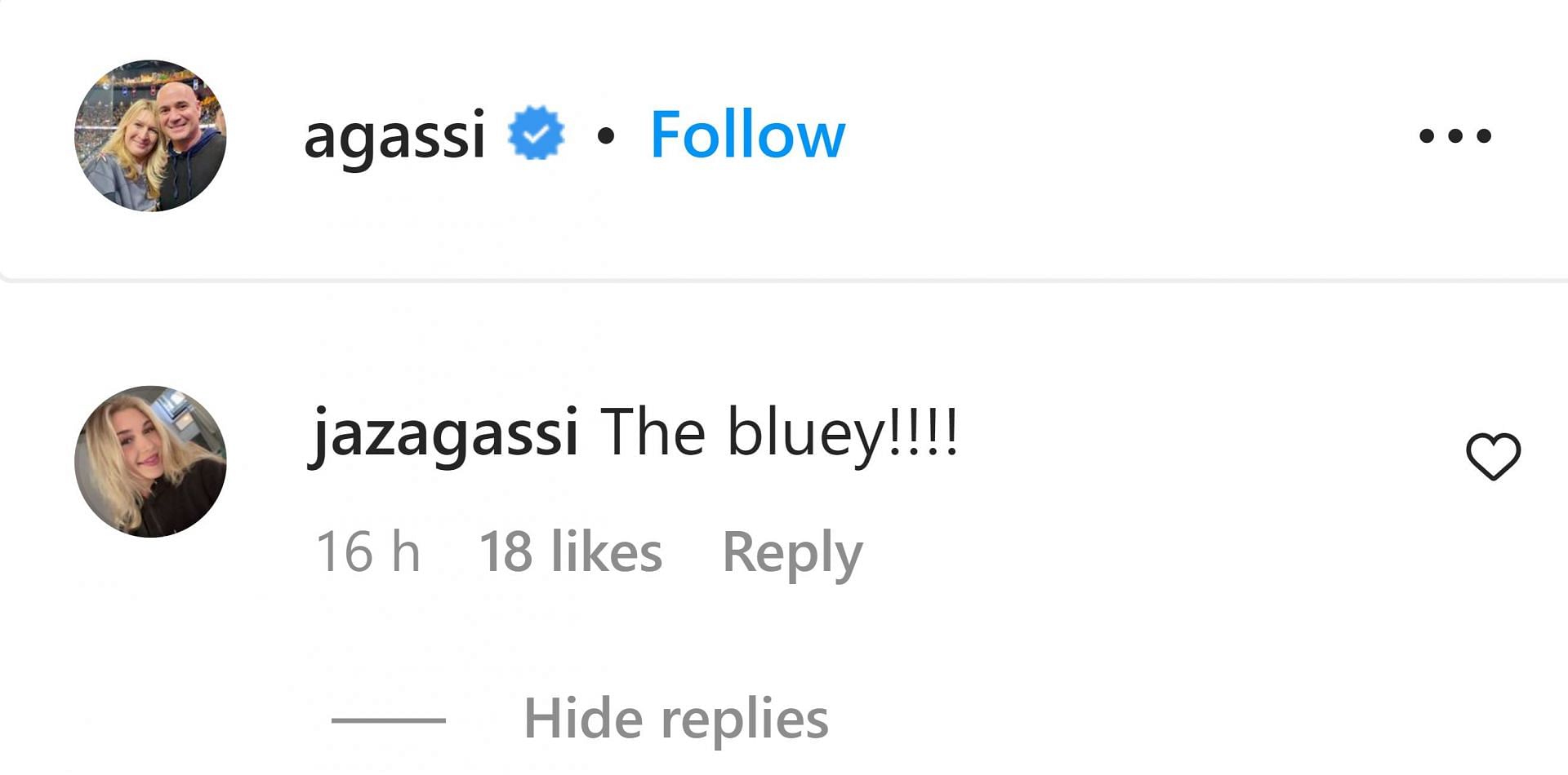 Jaz Agassi on Instagram