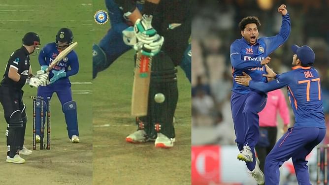 [Watch] Kuldeep Yadav punctures NZ's chase with double-strike