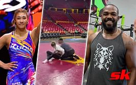 WATCH: Jon Jones playfully grapples with rising female wrestler Kennedy Blades