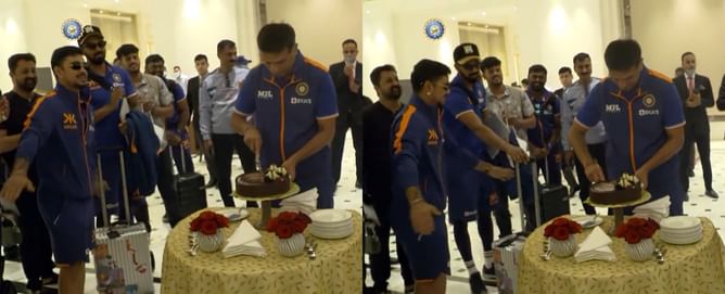 [WATCH] Ishan Kishan accidentally pushes suitcase while clapping for Rahul Dravid’s birthday, alert KL Rahul stops it from hitting cake table