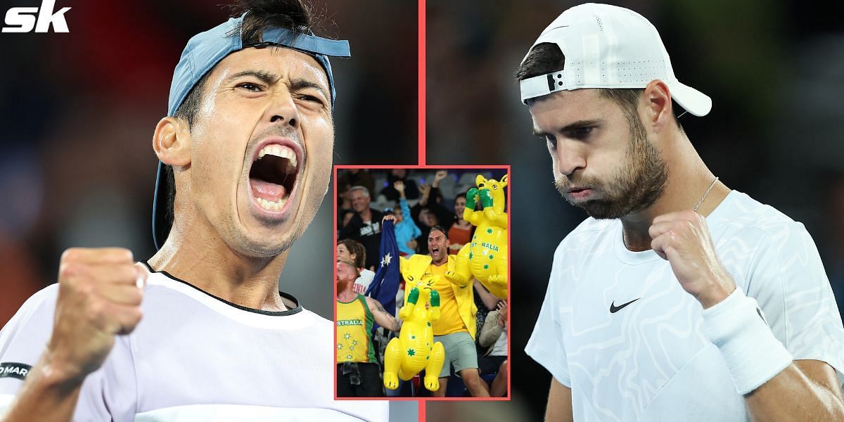 Jason Kubler and Karen Khachanov engaged in a bruising rally.