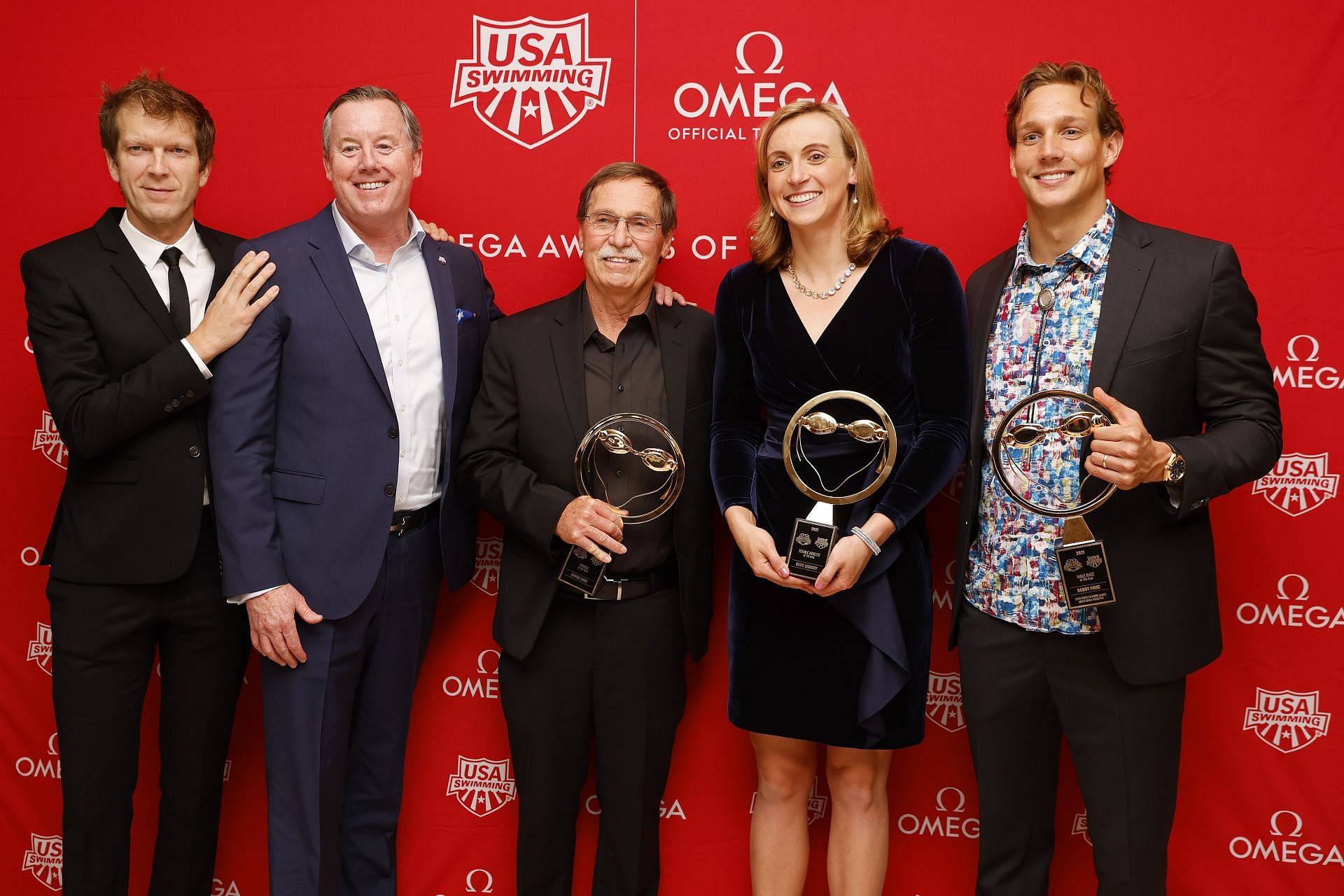 Ledecky and Dressel at the Golden Goggle Awards, 2021 (Photo by Michael Reaves/Getty Images)