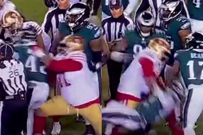 49ers-Eagles fight video: Trent Williams throws K'Von Wallace like