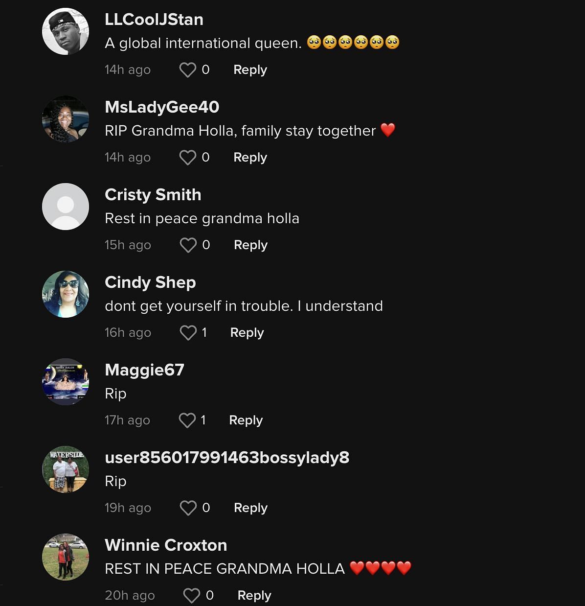 TikTok is flooded by comments of fans mourning the loss of their favourite grandma on social media. (Image via TikTok)