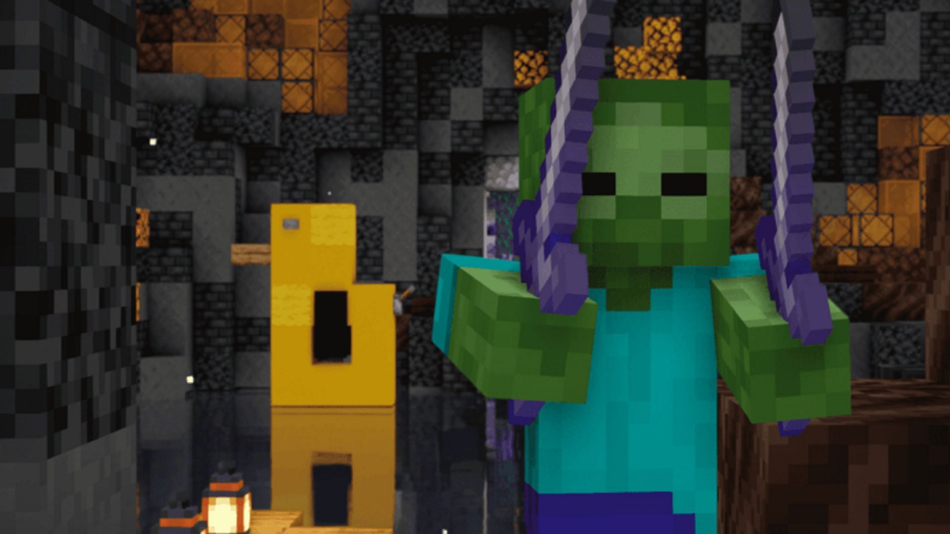 A well-armed zombie seen in the Vault Hunters 3rd Edition modpack for Minecraft (Image via Iskall85_Dev/CurseForge)