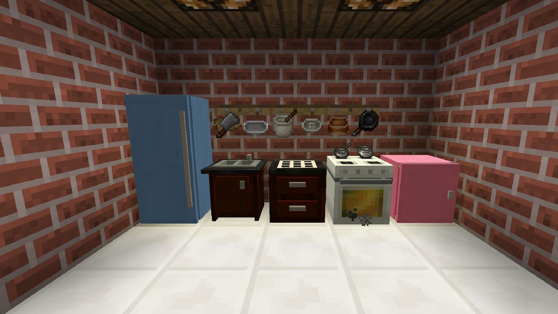A multi-block kitchen provided in Minecraft