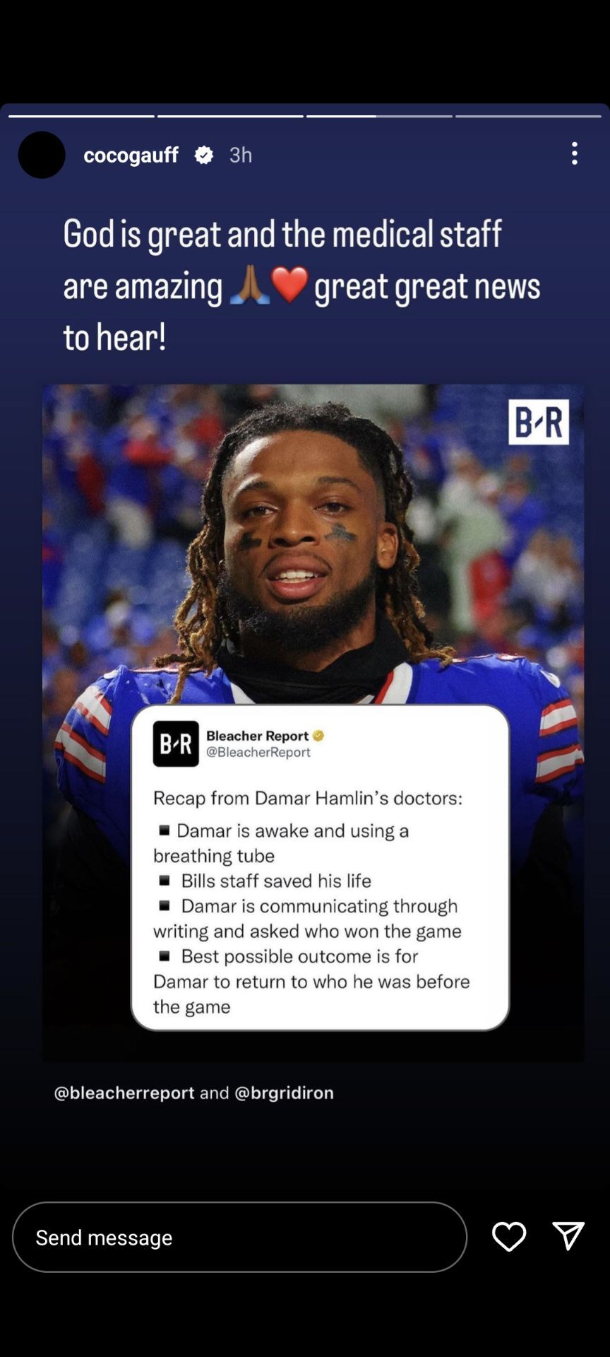 Bleacher Report - Prayers up for Damar Hamlin 