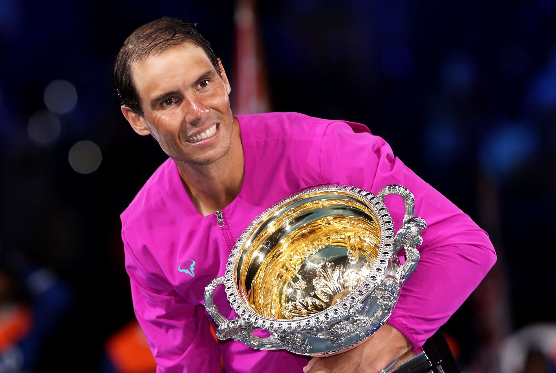 Nadal with the 2022 Australian Open trophy