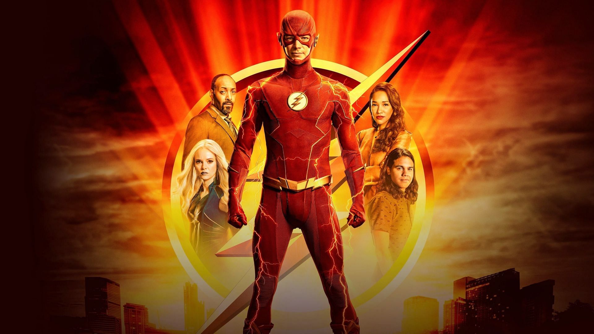 A poster featuring Grant Gustin&#039;s Barry Allen and his team (Image via CW)