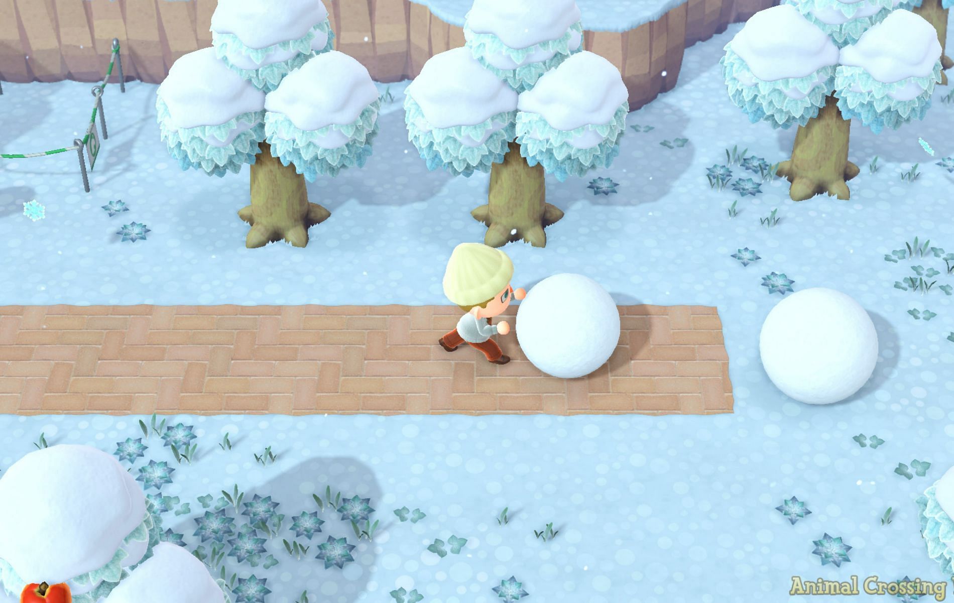 Building a Snowman in Animal Crossing: New Horizons(Image via Animal Crossing: New Horizons)