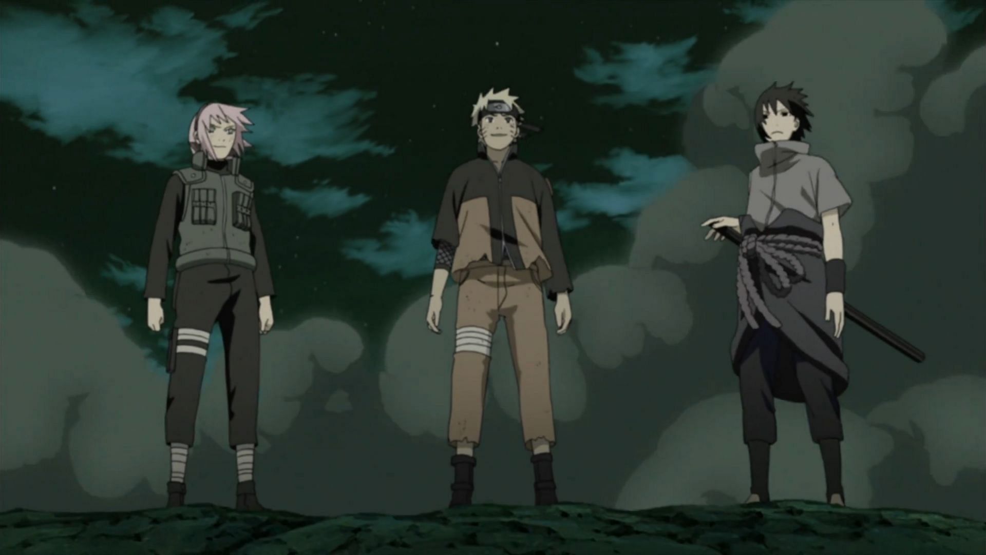 Team Seven is reunited during the Fourth Shinobi World War (Image via Pierrot Studios)