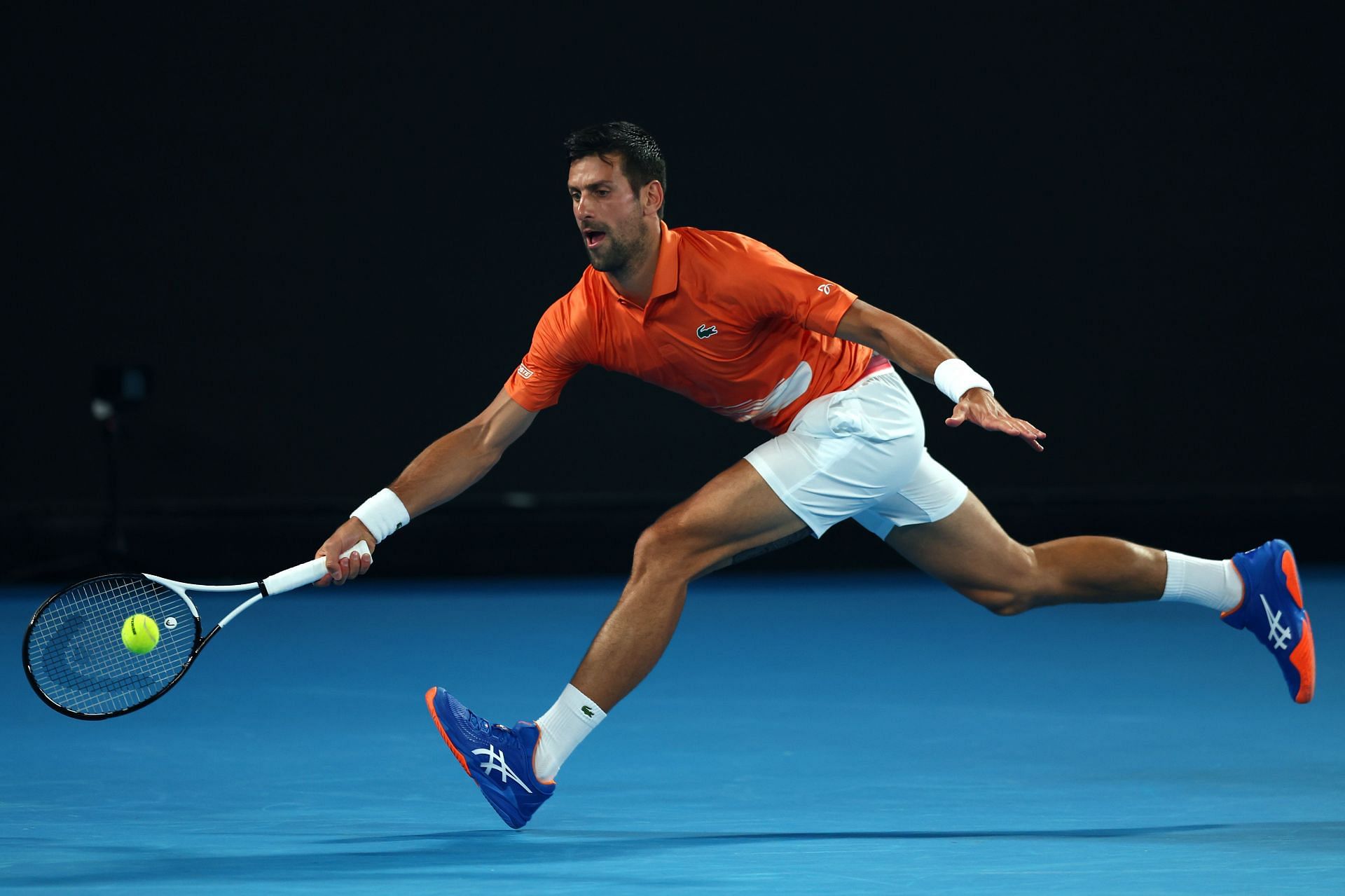 Novak Djokovic pictured at the 2023 Australian Open practice match.