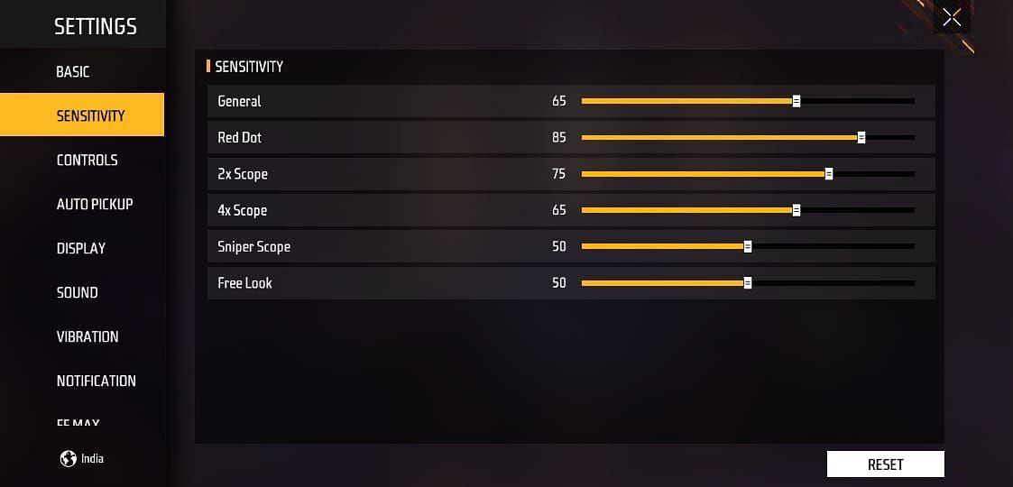 Sensitivity Settings (Image via Sportskeeda)