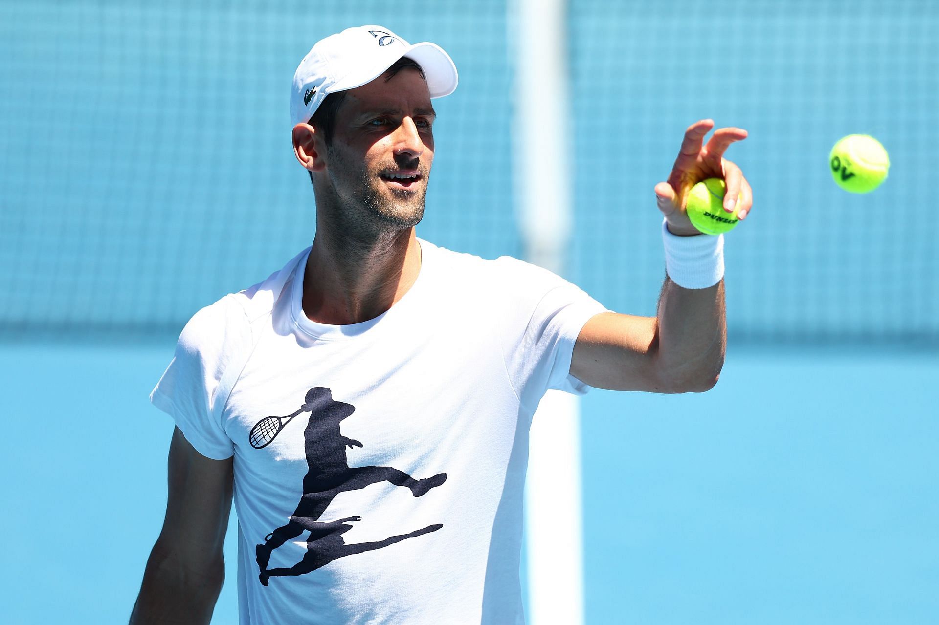 Novak Djokovic trains ahead of the 2023 Australian Open.