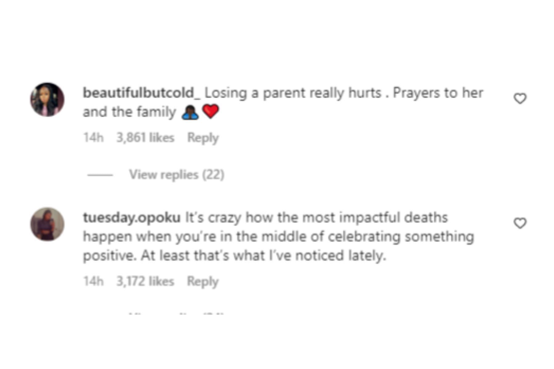 Netizens share their condolences (Image via Instagram)