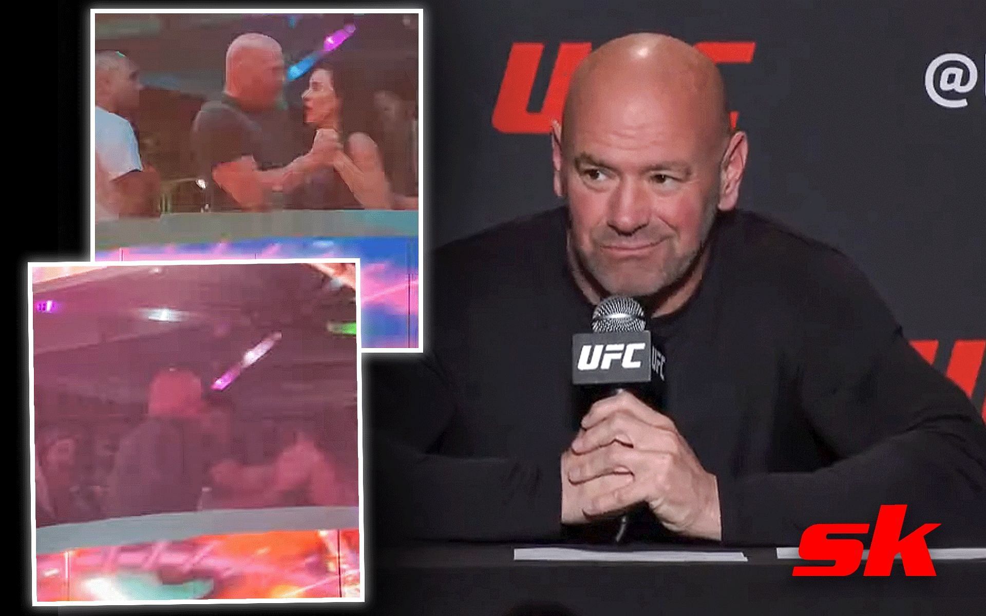 Dana White shrugs off possibility of professional repercussions for slapping his wife [Images via: @jedigoodman on Twitter and TMZSports | YouTube] 