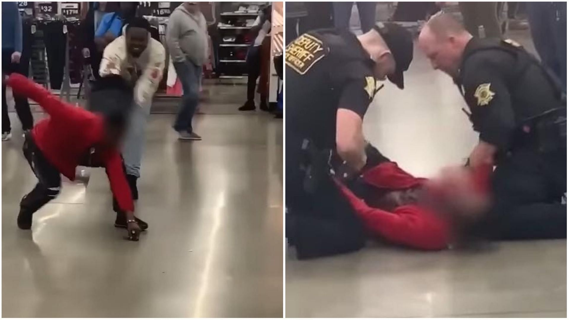 Knife wielding man was taken down by a US army veteran in a South Carolina Walmart store (Screenshots taken from witness videos)