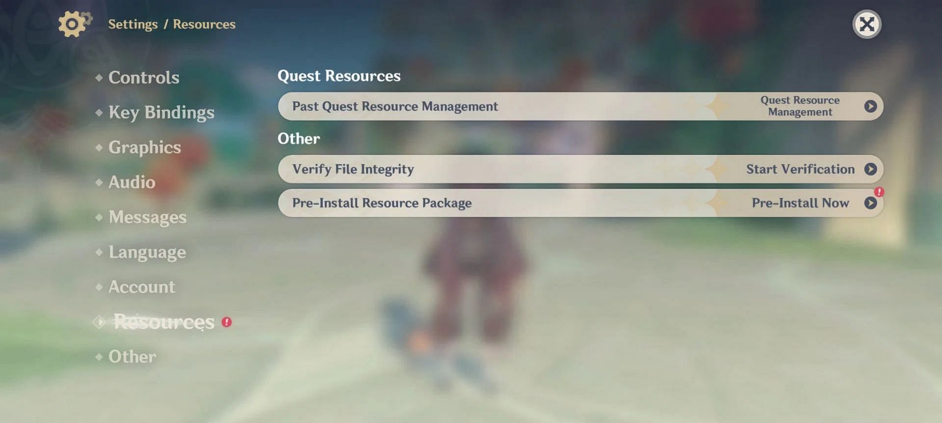 Pre-install Resource Package via the in-game setting (Image via HoYoverse)