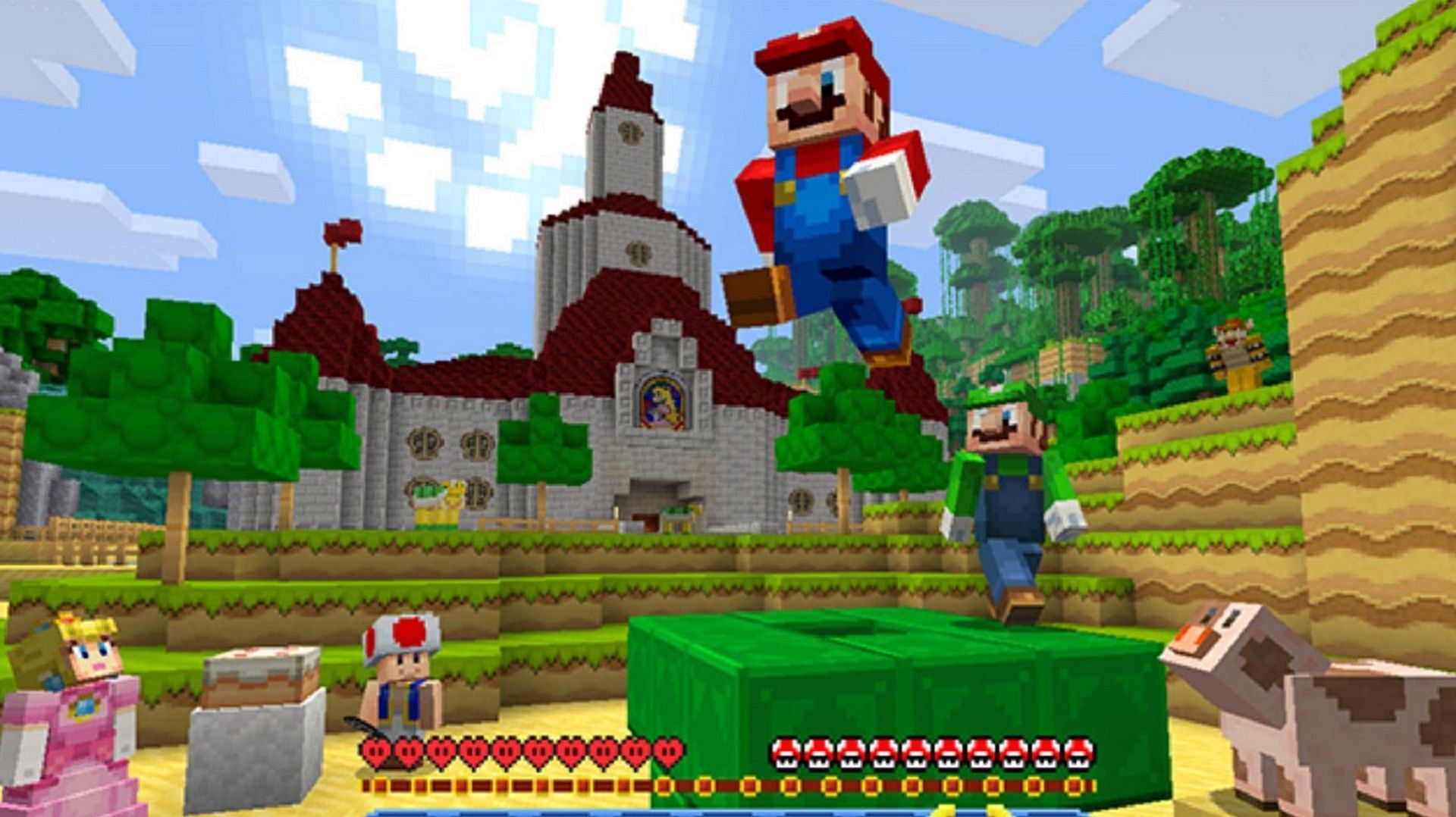 A Super Mario world available on Minecraft: Bedrock Edition for Nintendo Switch (Image via Mojang/Nintendo)