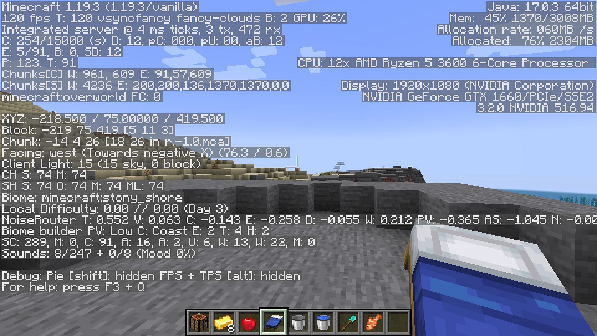 While on the Java Edition, players must open the debug screen to find the coordinates (Image via Mojang)