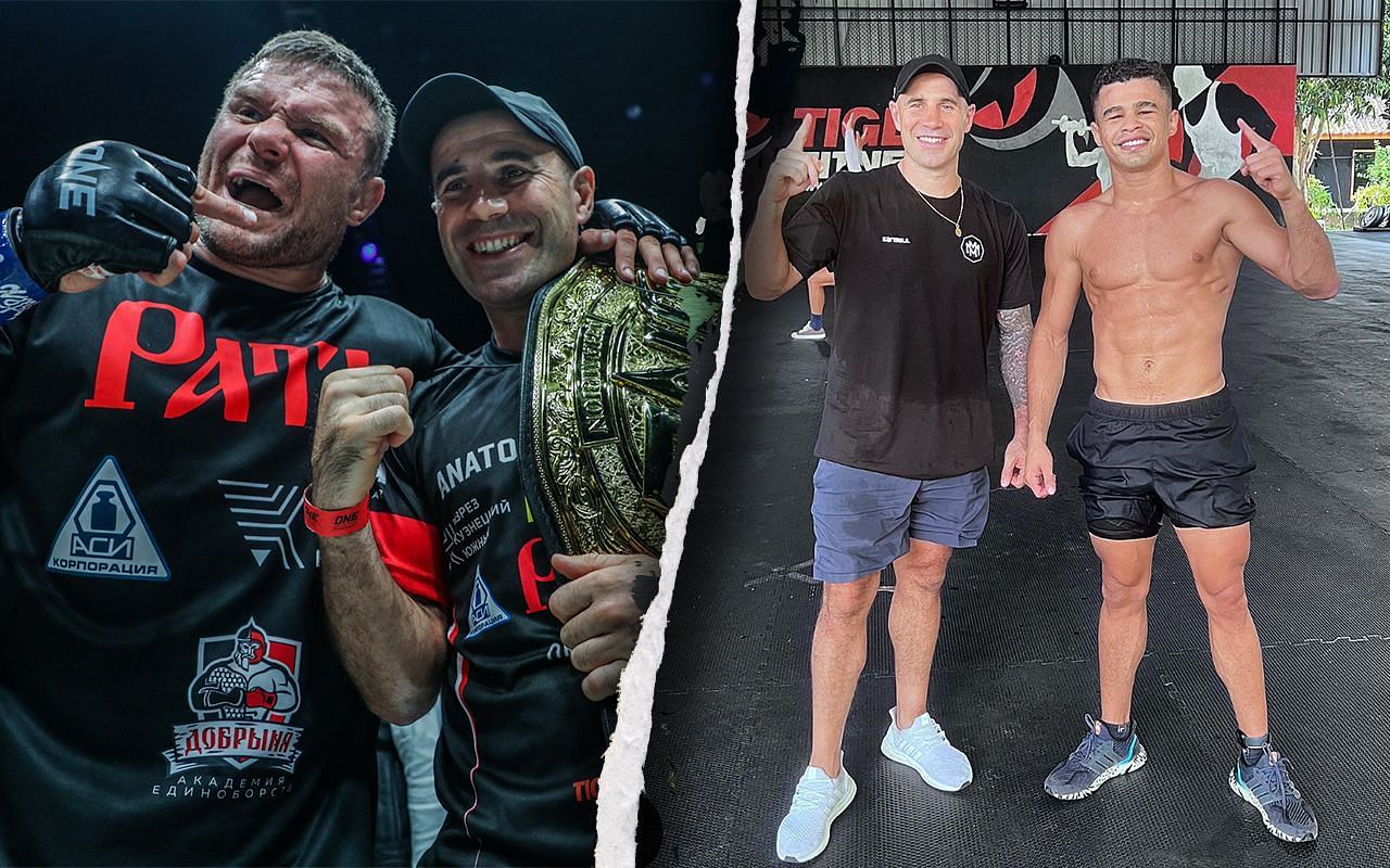 (left) Anatoly Malykhin and John Hutchinson, (right) Fabricio Andrade [Credit: ONE Championship]